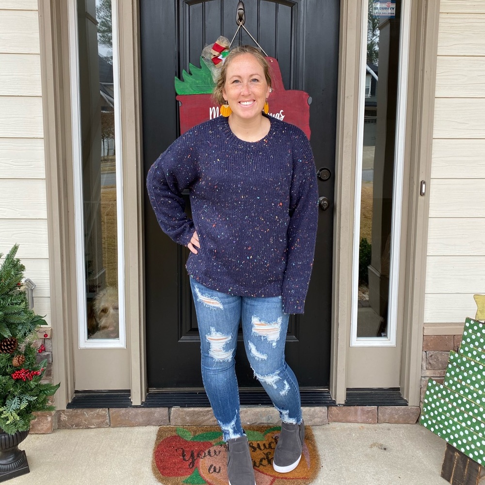 Navy Confetti Sweater